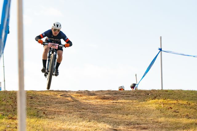 Catching air over the whoops at Regionals